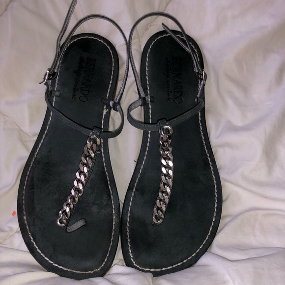 Bernardo Shoes - Italian Made Grey and Metal Sandals